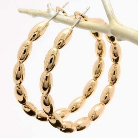 ๐HOLD๐38mm 14k White Gold Overlay Hoop Earrings - Picture 7 of 9